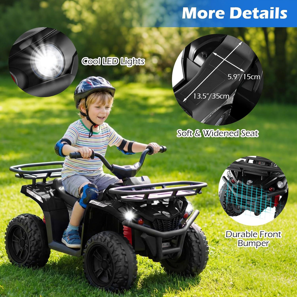 OLAKIDS 24V Kids ATV Quad Ride On Car for Boys Girls Ages 3+