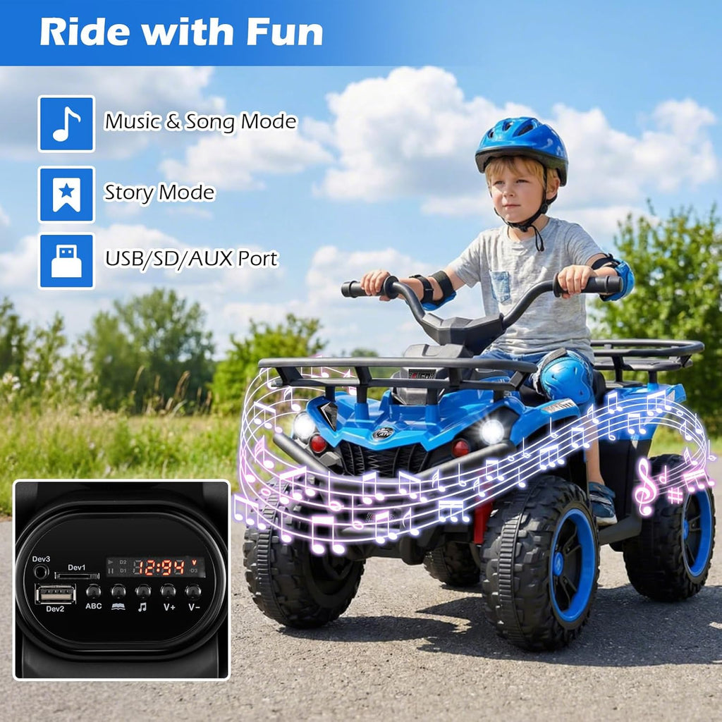 OLAKIDS 24V Kids ATV Quad Ride On Car for Boys Girls Ages 3+