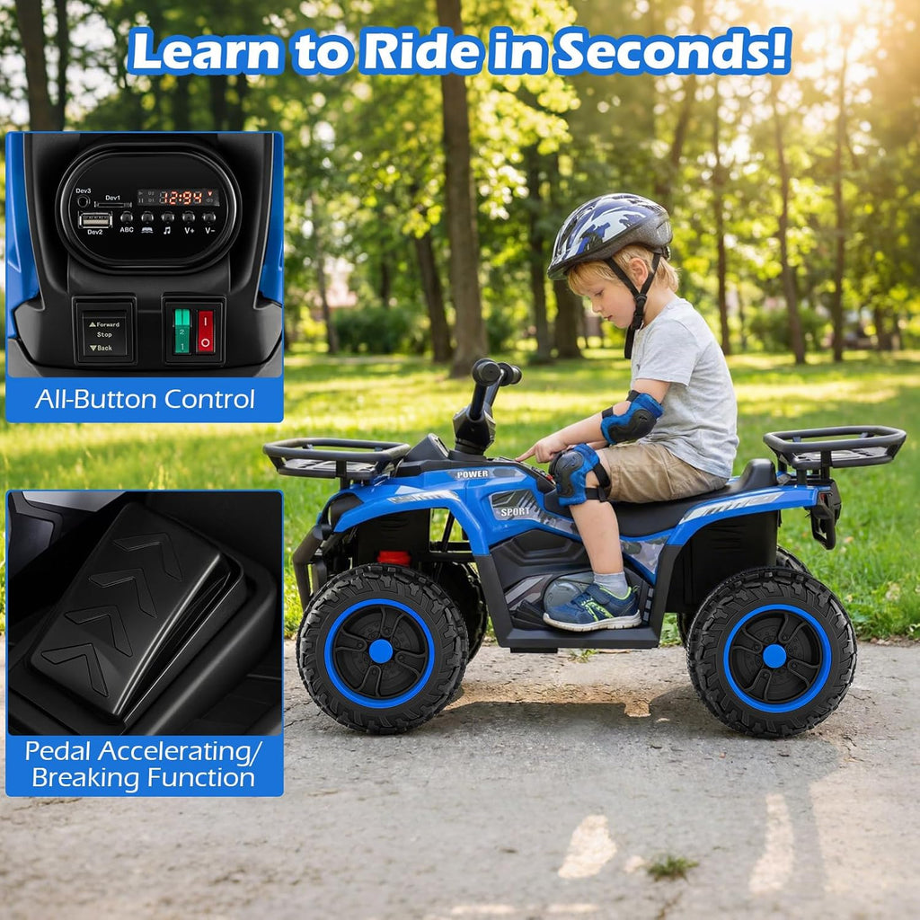 OLAKIDS 24V Kids ATV Quad Ride On Car for Boys Girls Ages 3+