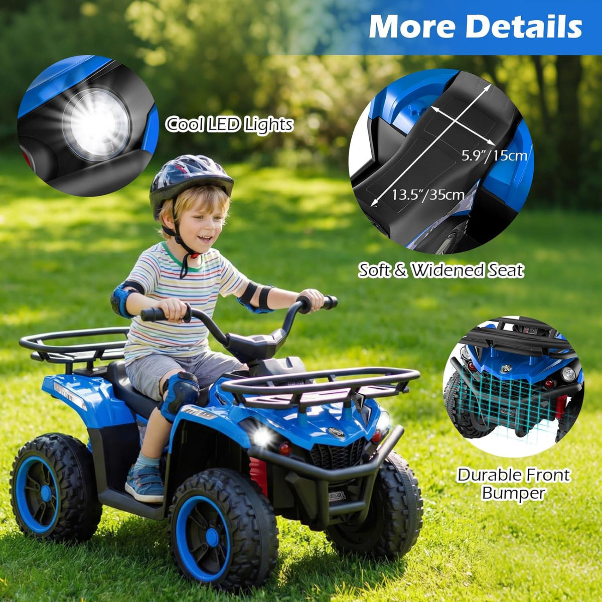 OLAKIDS 24V Kids ATV Quad Ride On Car for Boys Girls Ages 3+