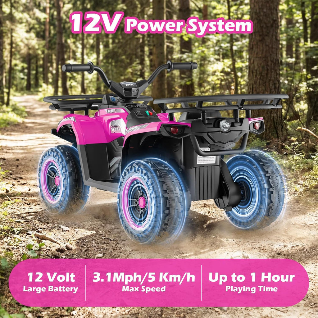 OLAKIDS 24V Kids ATV Quad Ride On Car for Boys Girls Ages 3+