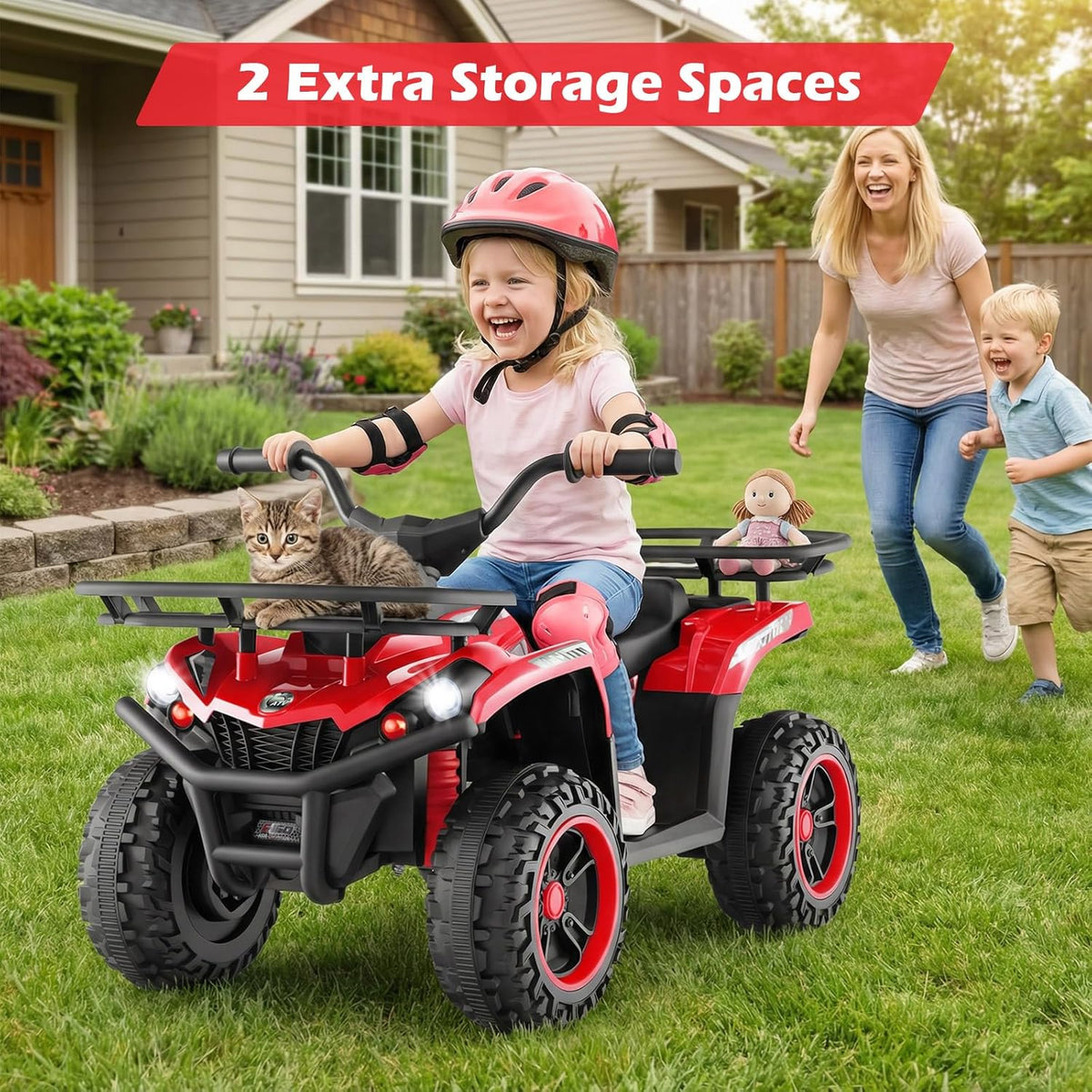 OLAKIDS 24V Kids ATV Quad Ride On Car for Boys Girls Ages 3+