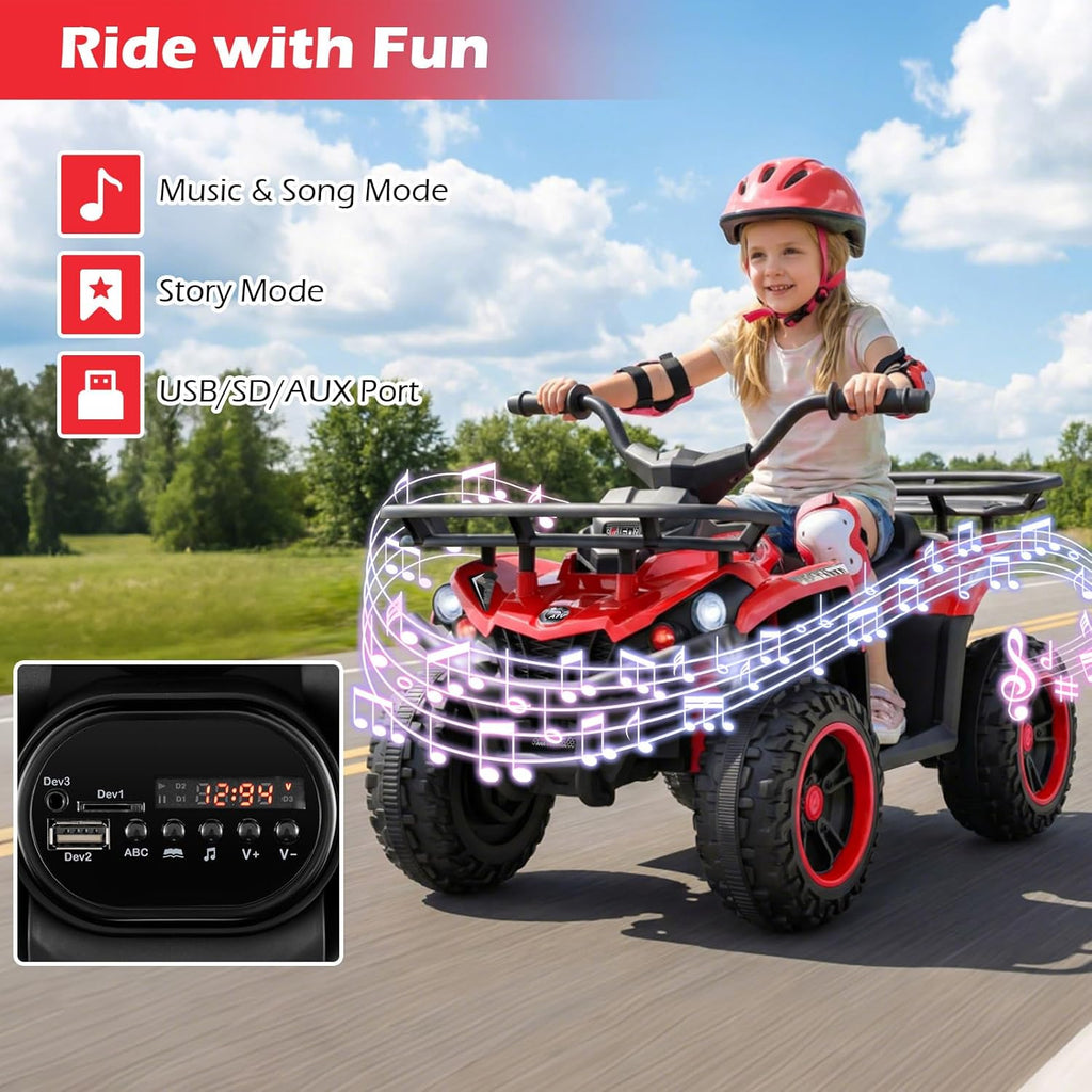 OLAKIDS 24V Kids ATV Quad Ride On Car for Boys Girls Ages 3+