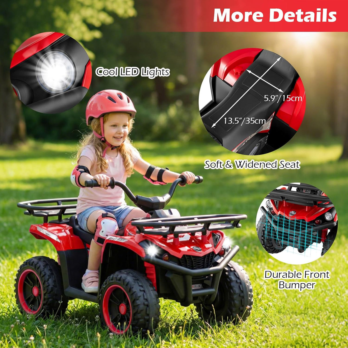 OLAKIDS 24V Kids ATV Quad Ride On Car for Boys Girls Ages 3+