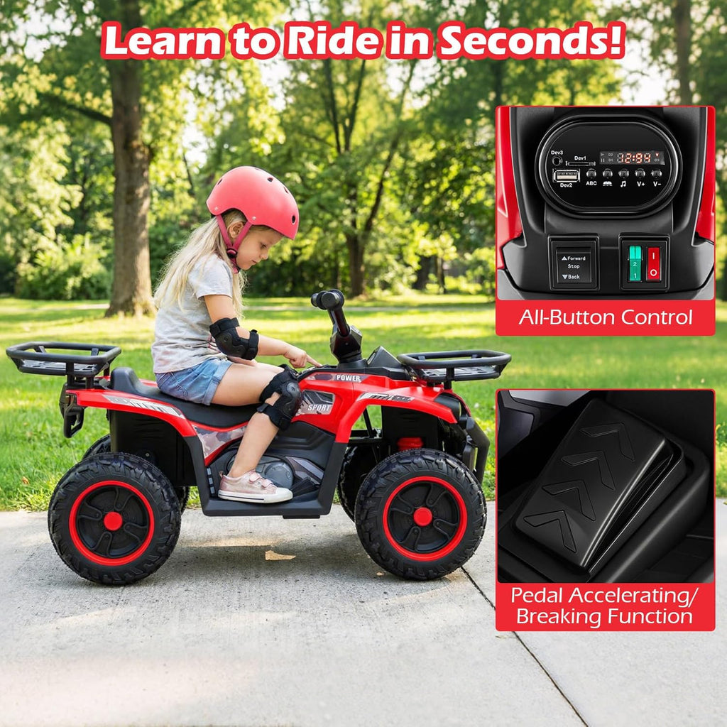 OLAKIDS 24V Kids ATV Quad Ride On Car for Boys Girls Ages 3+