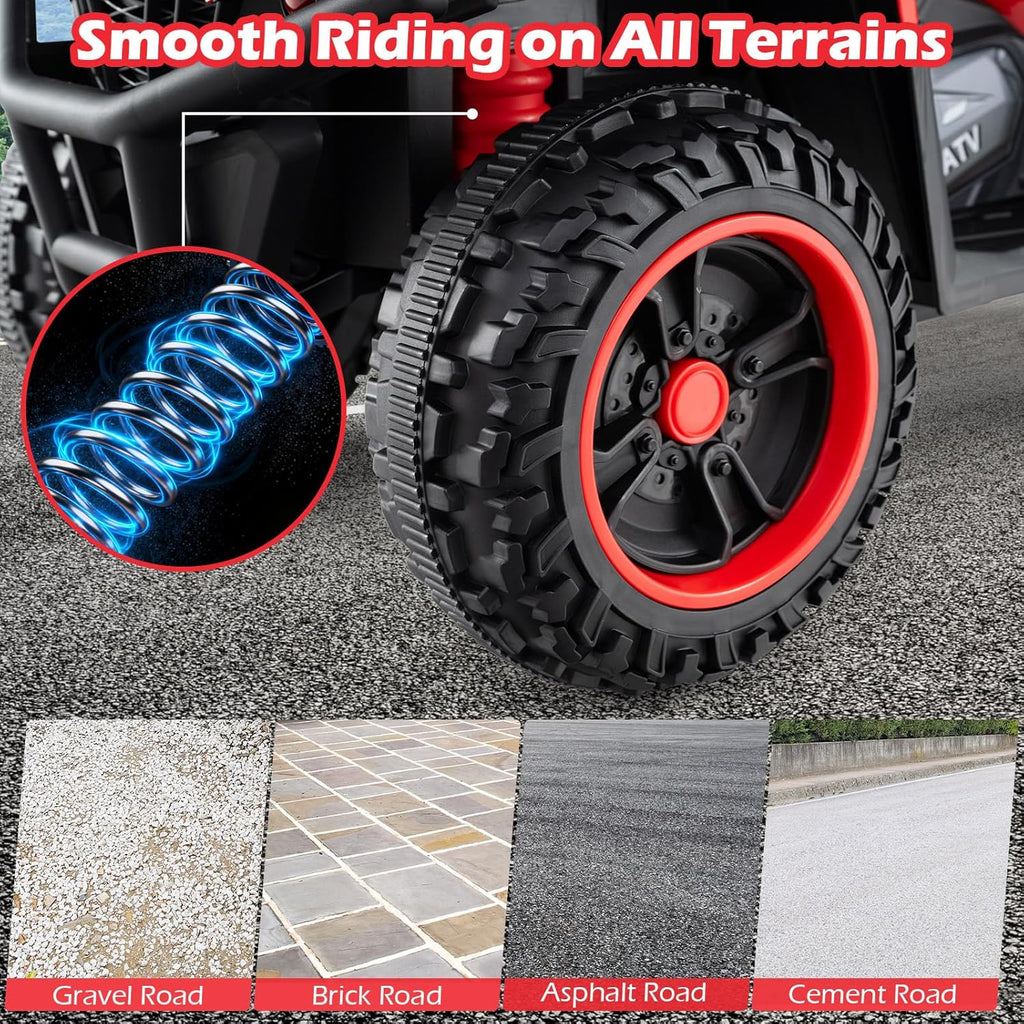 OLAKIDS 24V Kids ATV Quad Ride On Car for Boys Girls Ages 3+