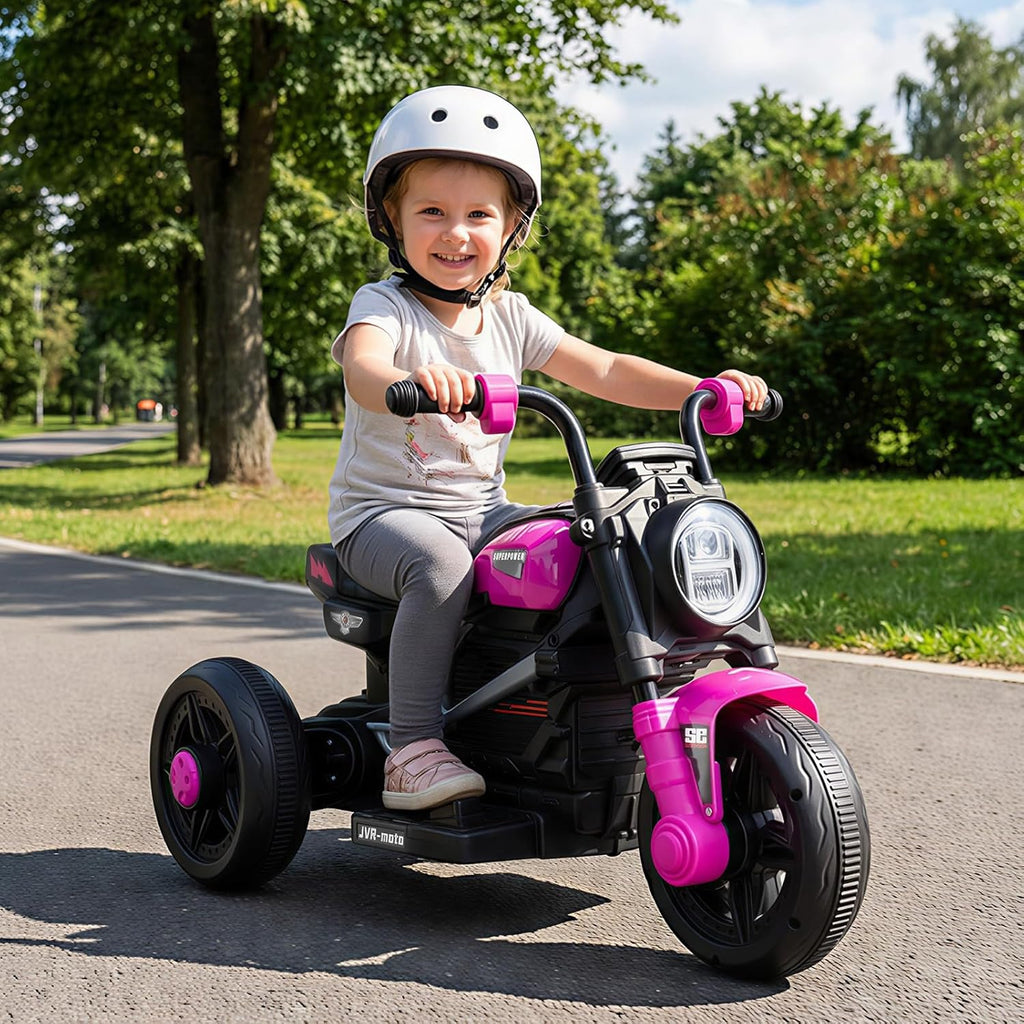 OLAKIDS 6V Kids Motorcycle with Forward & Reverse Switch, Headlight, Horn, Music, Story, USB Port