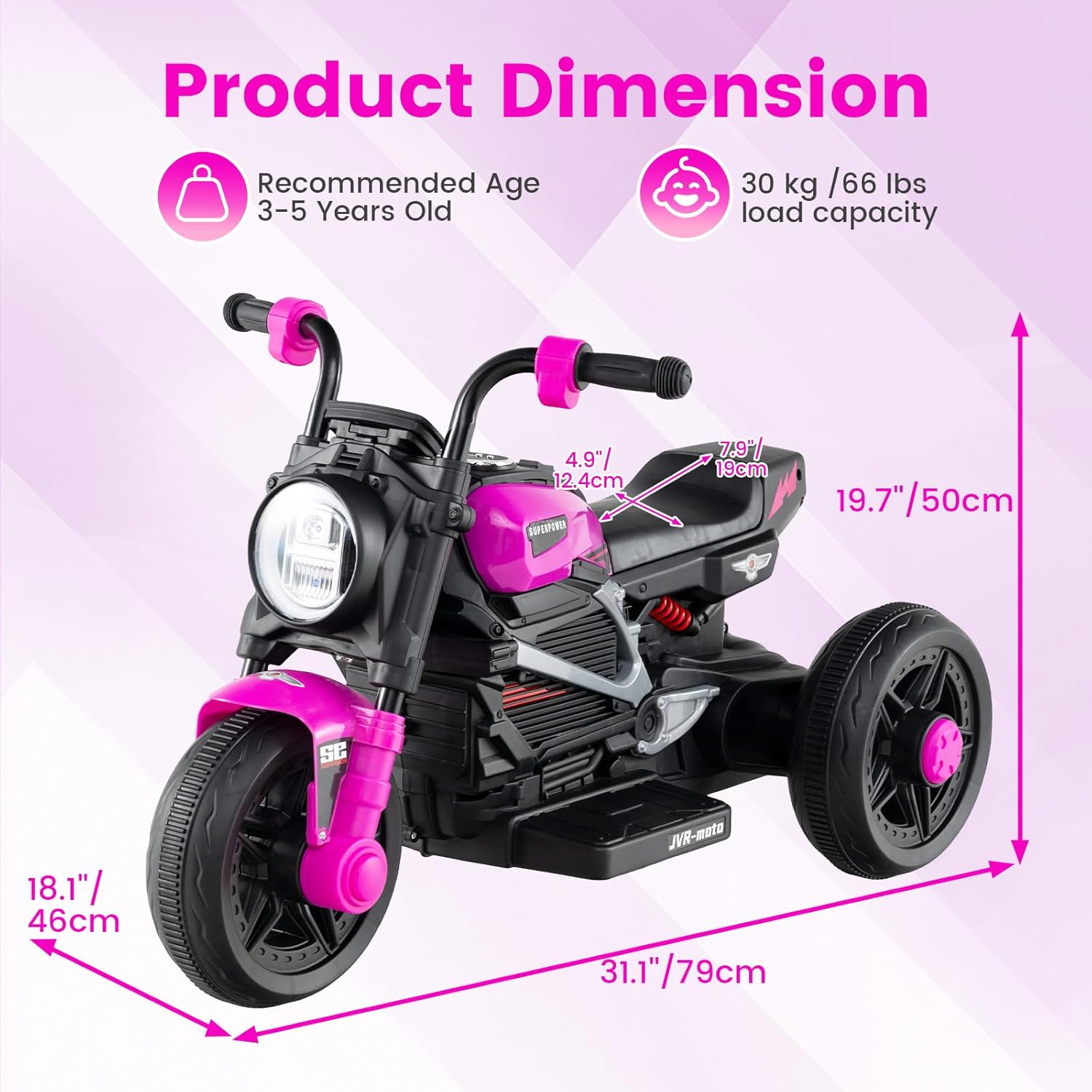 OLAKIDS 6V Kids Motorcycle with Forward & Reverse Switch, Headlight, Horn, Music, Story, USB Port