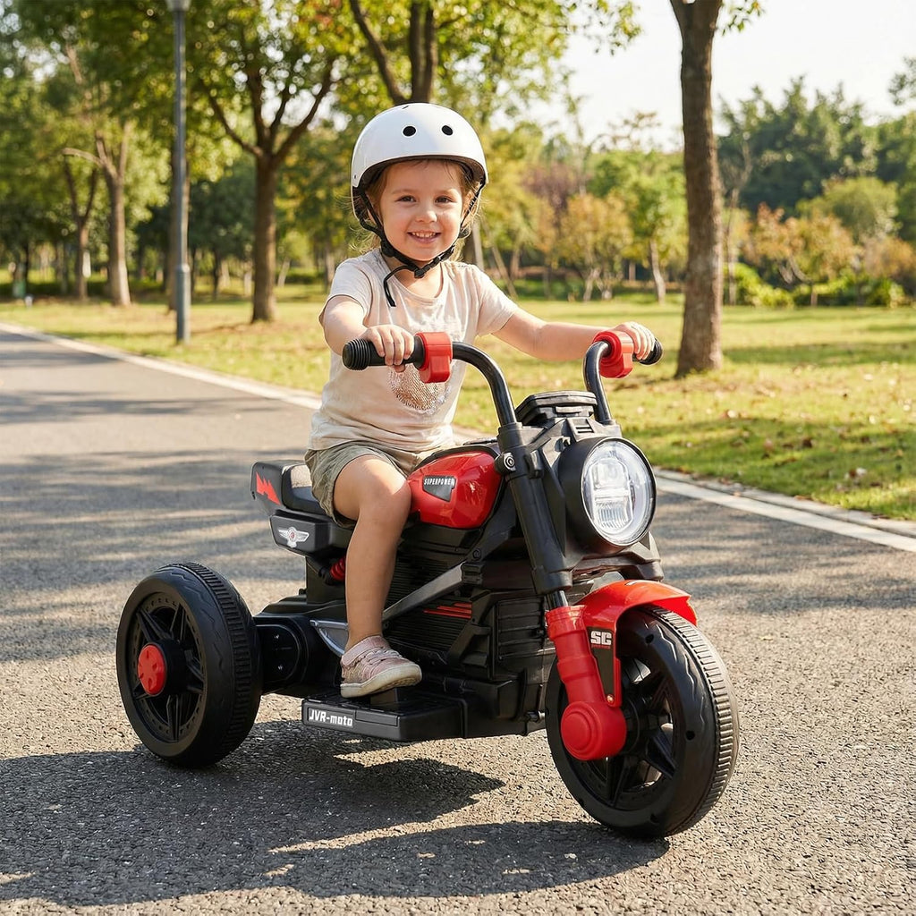 OLAKIDS 6V Kids Motorcycle with Forward & Reverse Switch, Headlight, Horn, Music, Story, USB Port