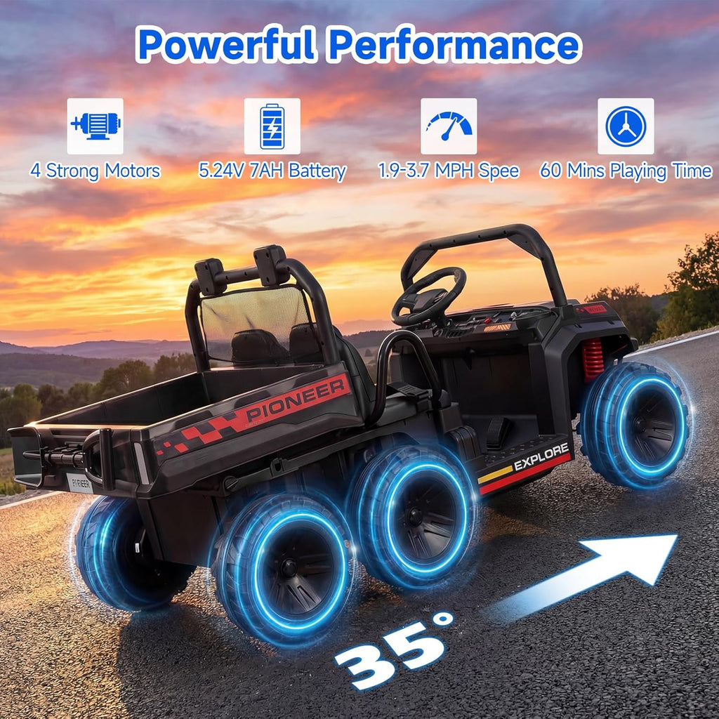 OLAKIDS 24V 2-Seater 4WD Ride On Dump Truck, Remote Control Electric UTV for Big Kids
