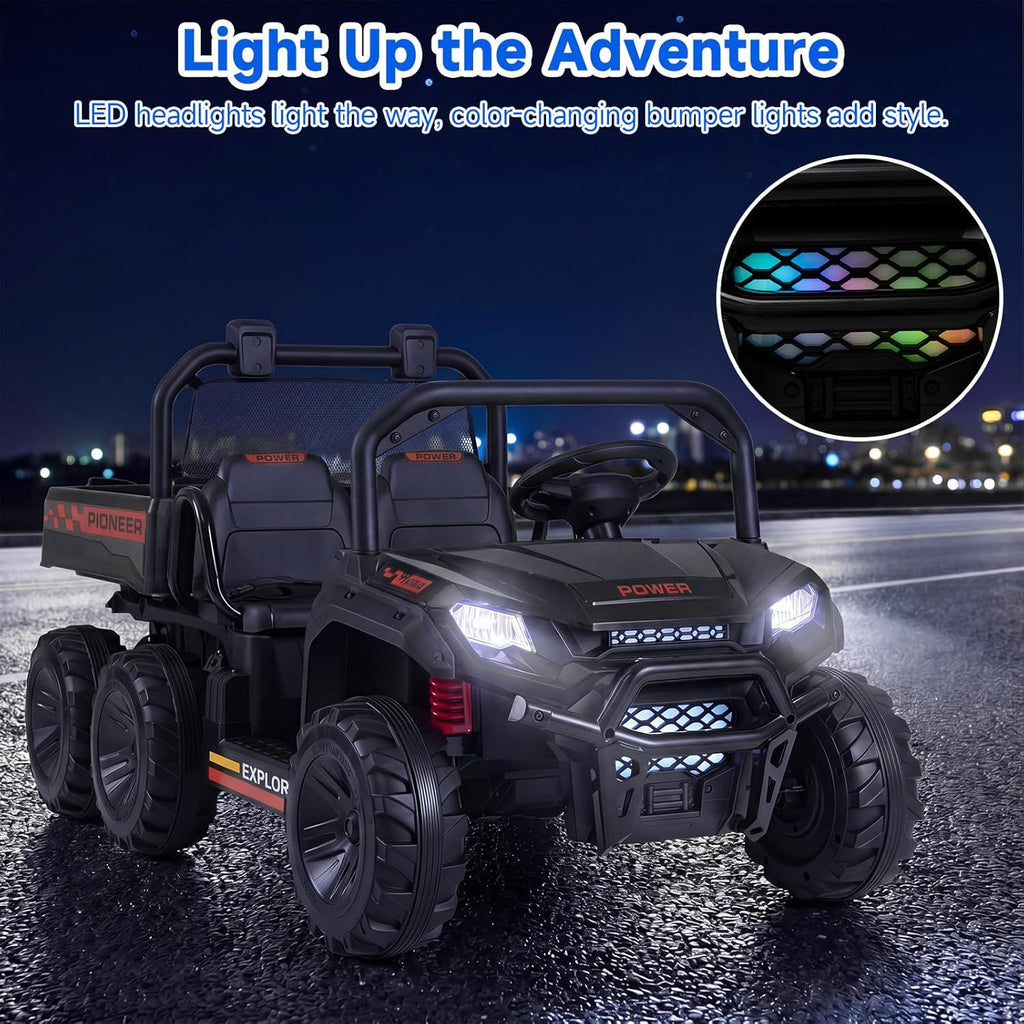 OLAKIDS 24V 2-Seater 4WD Ride On Dump Truck, Remote Control Electric UTV for Big Kids