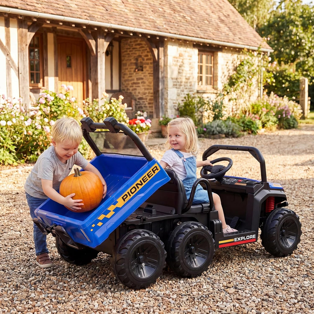 OLAKIDS 24V 2-Seater 4WD Ride On Dump Truck, Remote Control Electric UTV for Big Kids
