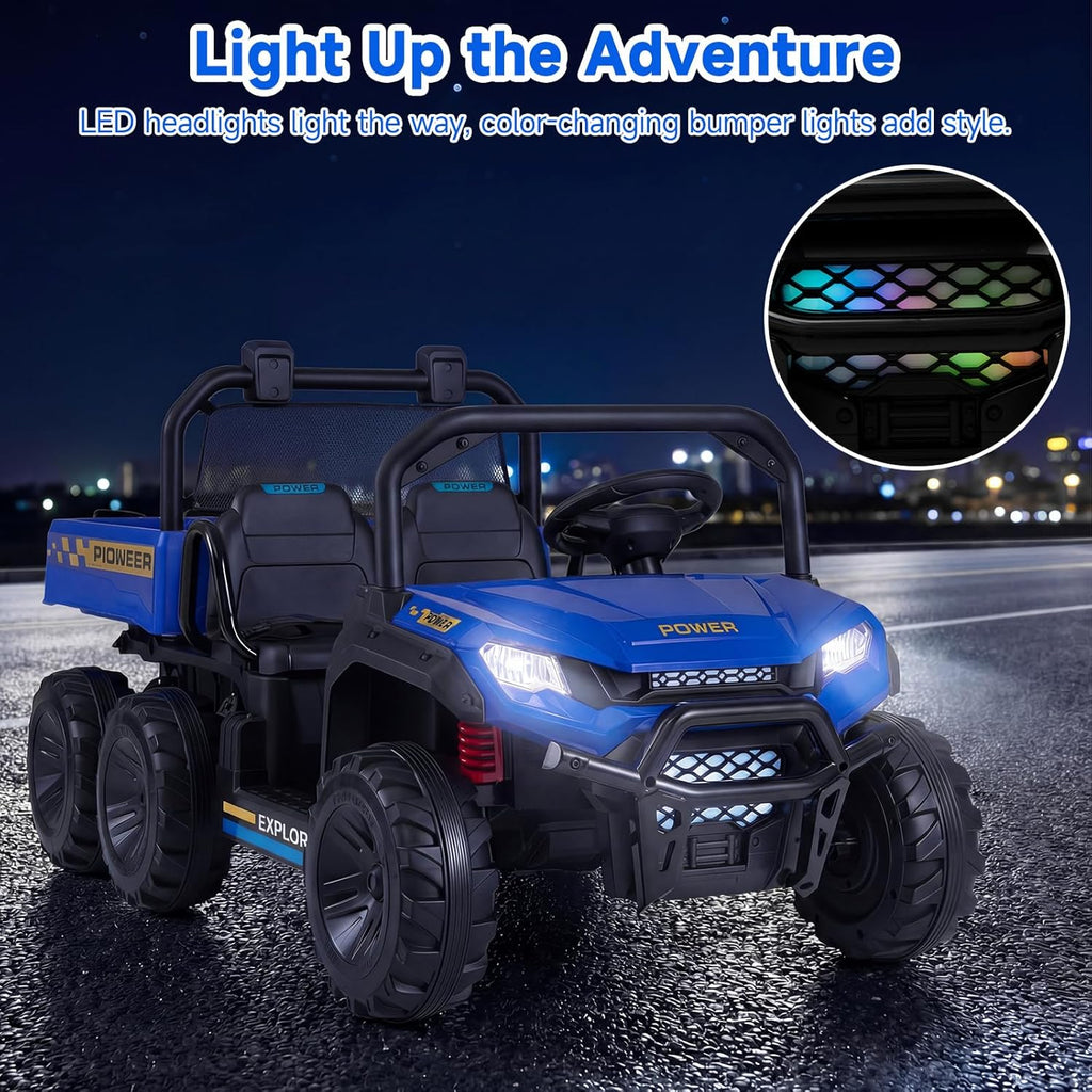 OLAKIDS 24V 2-Seater 4WD Ride On Dump Truck, Remote Control Electric UTV for Big Kids