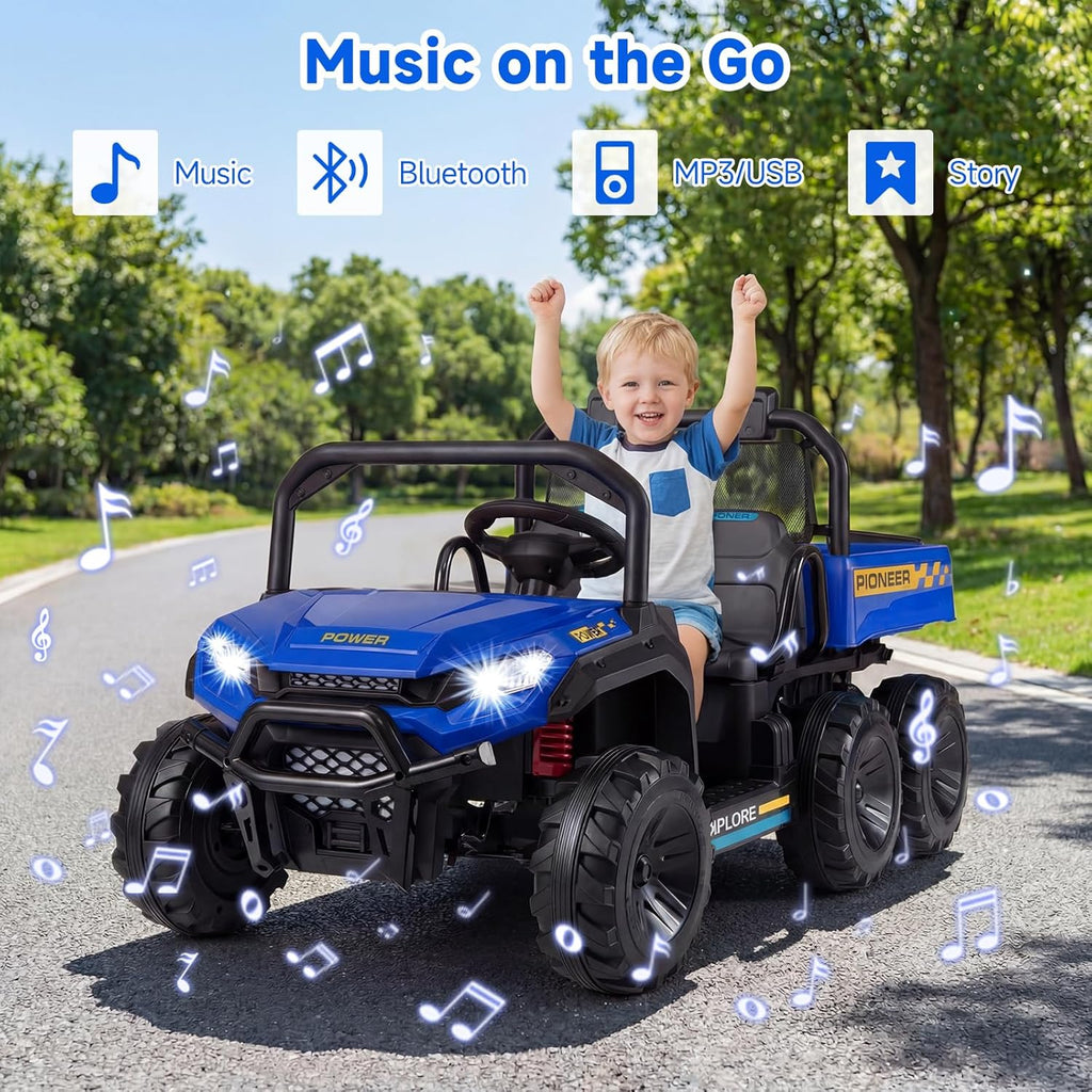 OLAKIDS 24V 2-Seater 4WD Ride On Dump Truck, Remote Control Electric UTV for Big Kids
