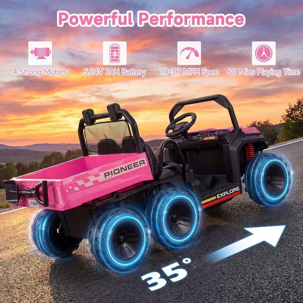 OLAKIDS 24V 2-Seater 4WD Ride On Dump Truck, Remote Control Electric UTV for Big Kids