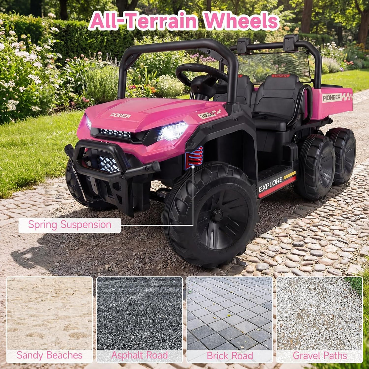 OLAKIDS 24V 2-Seater 4WD Ride On Dump Truck, Remote Control Electric UTV for Big Kids