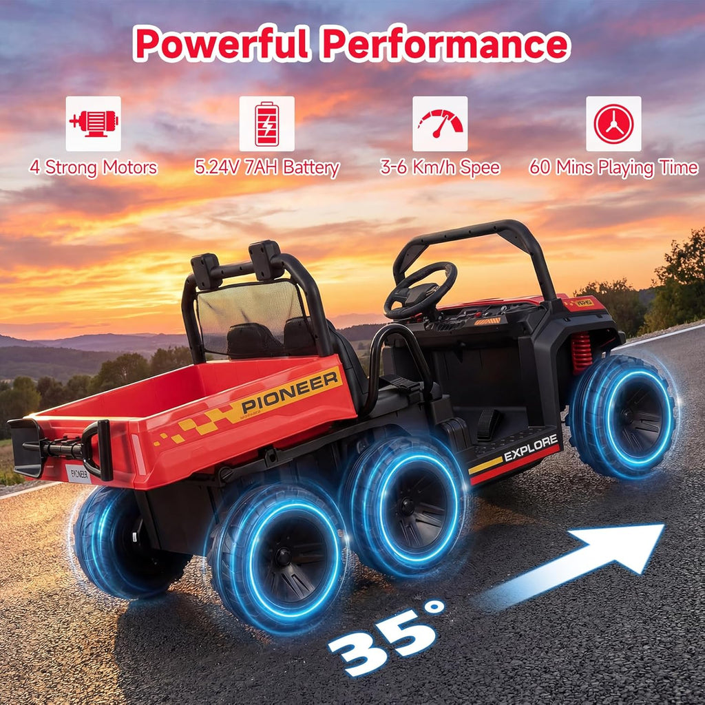 OLAKIDS 24V 2-Seater 4WD Ride On Dump Truck, Remote Control Electric UTV for Big Kids