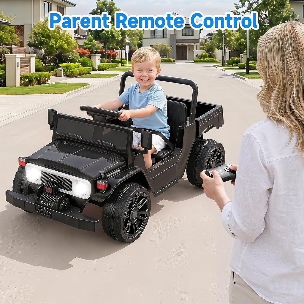 OLAKIDS 12V Licensed Kids Electric Ride On Truck with Dump Bed, Remote Control, Bluetooth Music Lights for Ages 3+