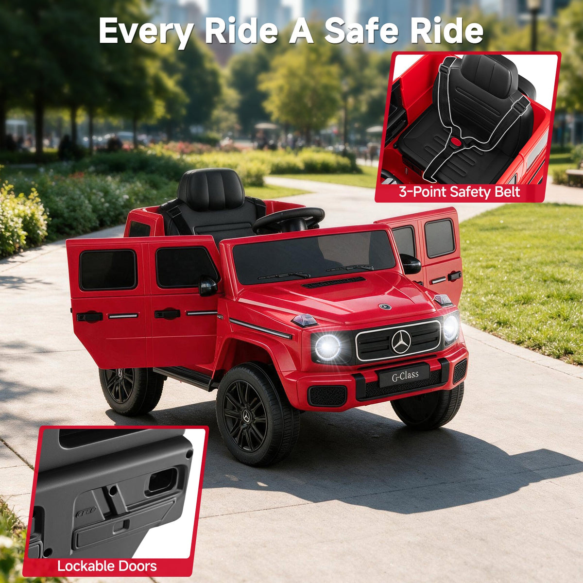 OLAKIDS 12V Licensed Mercedes-Benz G580 Electric Car for Kids 3+ Y
