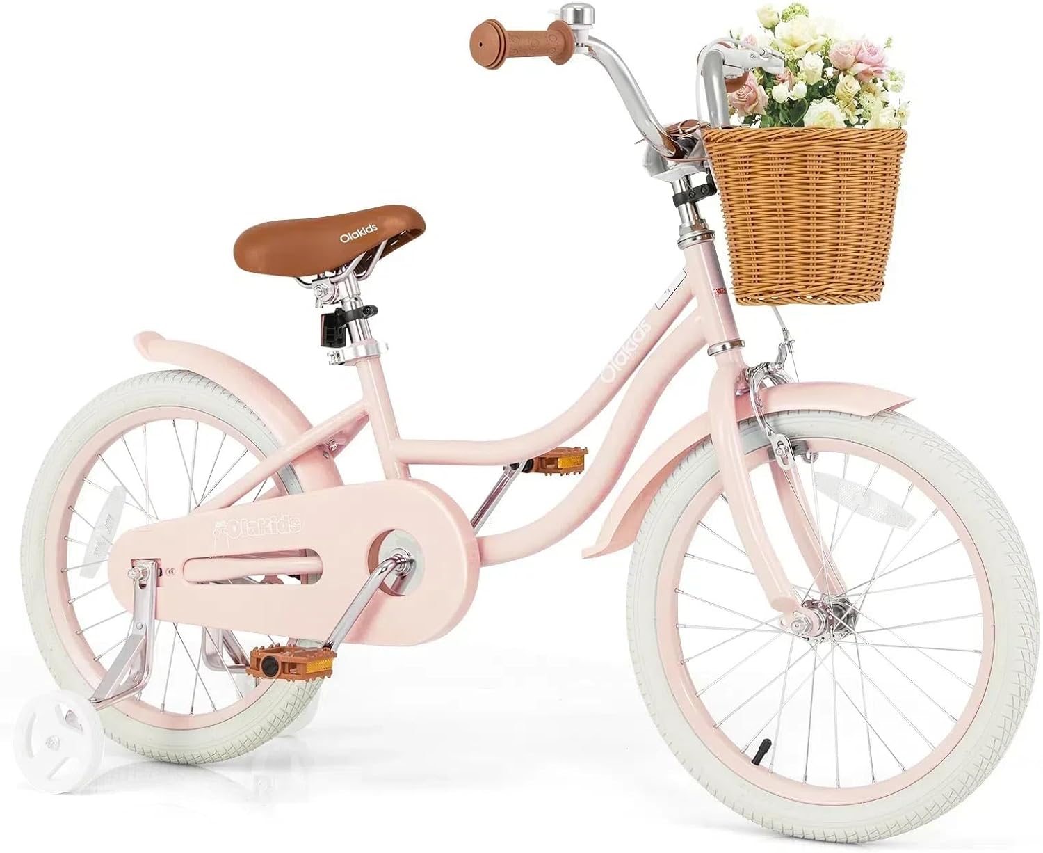 OLAKIDS Kids Bike 14/16/18 Inch with Training Wheels & Basket for Ages 3-8