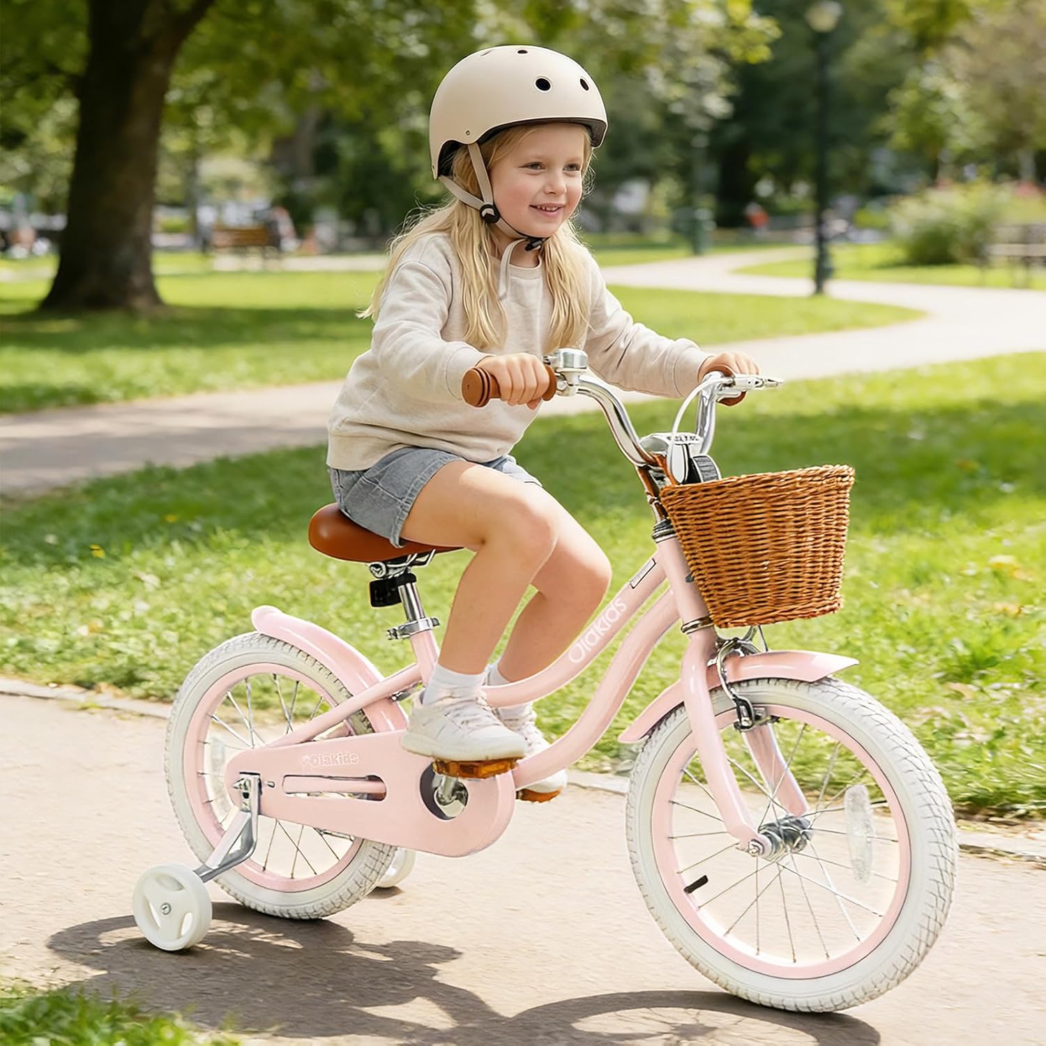 OLAKIDS Kids Bike 14/16/18 Inch with Training Wheels & Basket for Ages 3-8
