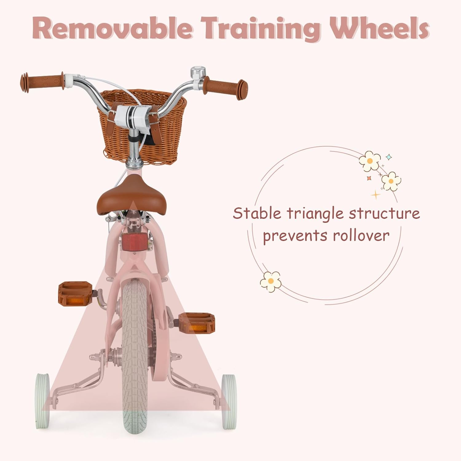 OLAKIDS Kids Bike 14/16/18 Inch with Training Wheels & Basket for Ages 3-8