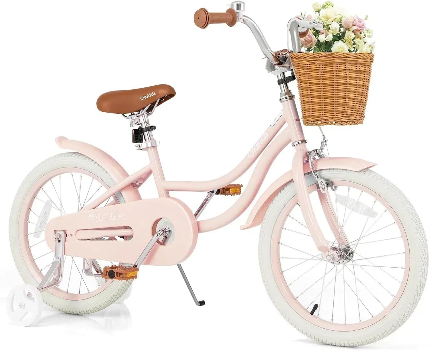 OLAKIDS Kids Bike 14/16/18 Inch with Training Wheels & Basket for Ages 3-8