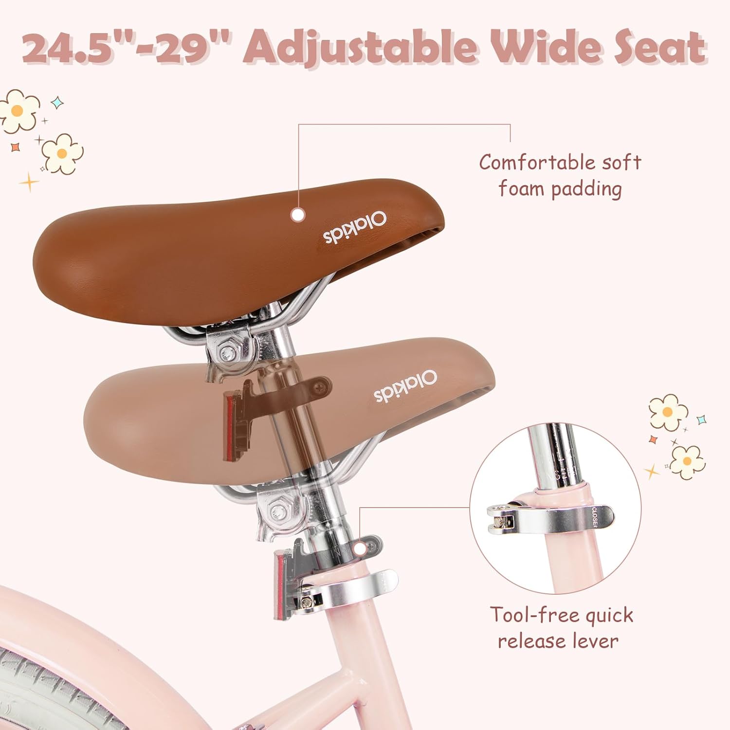 OLAKIDS Kids Bike 14/16/18 Inch with Training Wheels & Basket for Ages 3-8
