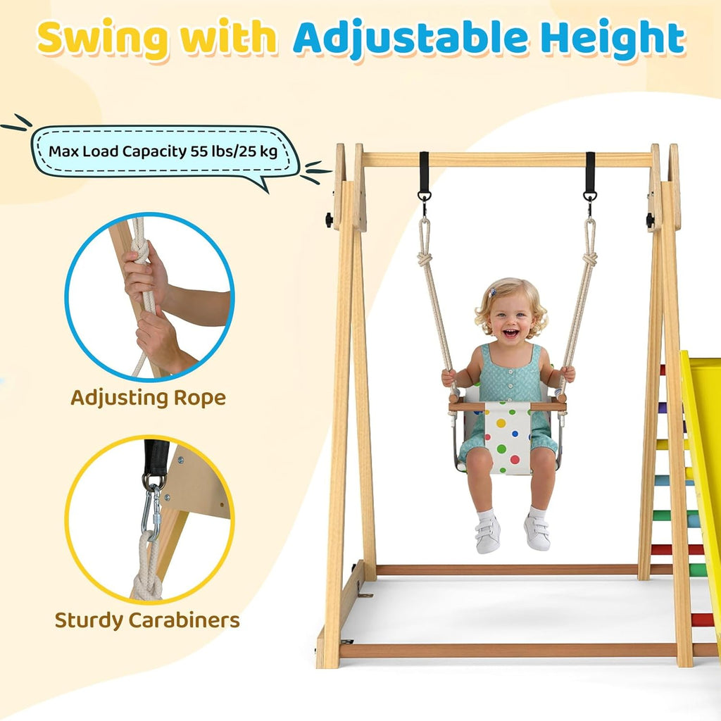 OLAKIDS Indoor Jungle Gym, 3 in 1 Wooden Foldable Montessori Toddler Climbing Toys
