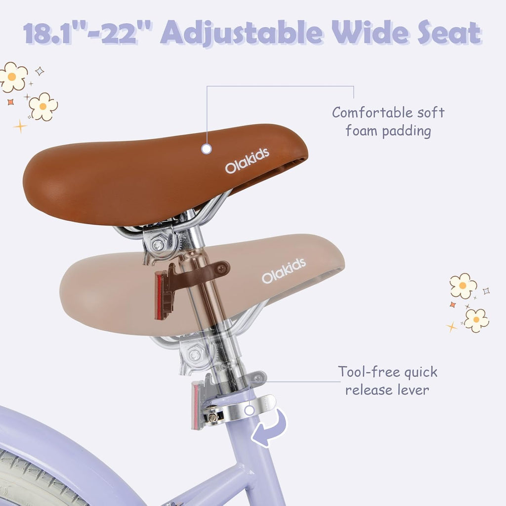 OLAKIDS Kids Bike 12/14/16/18 Inch with Training Wheels & Basket for Ages 3-8