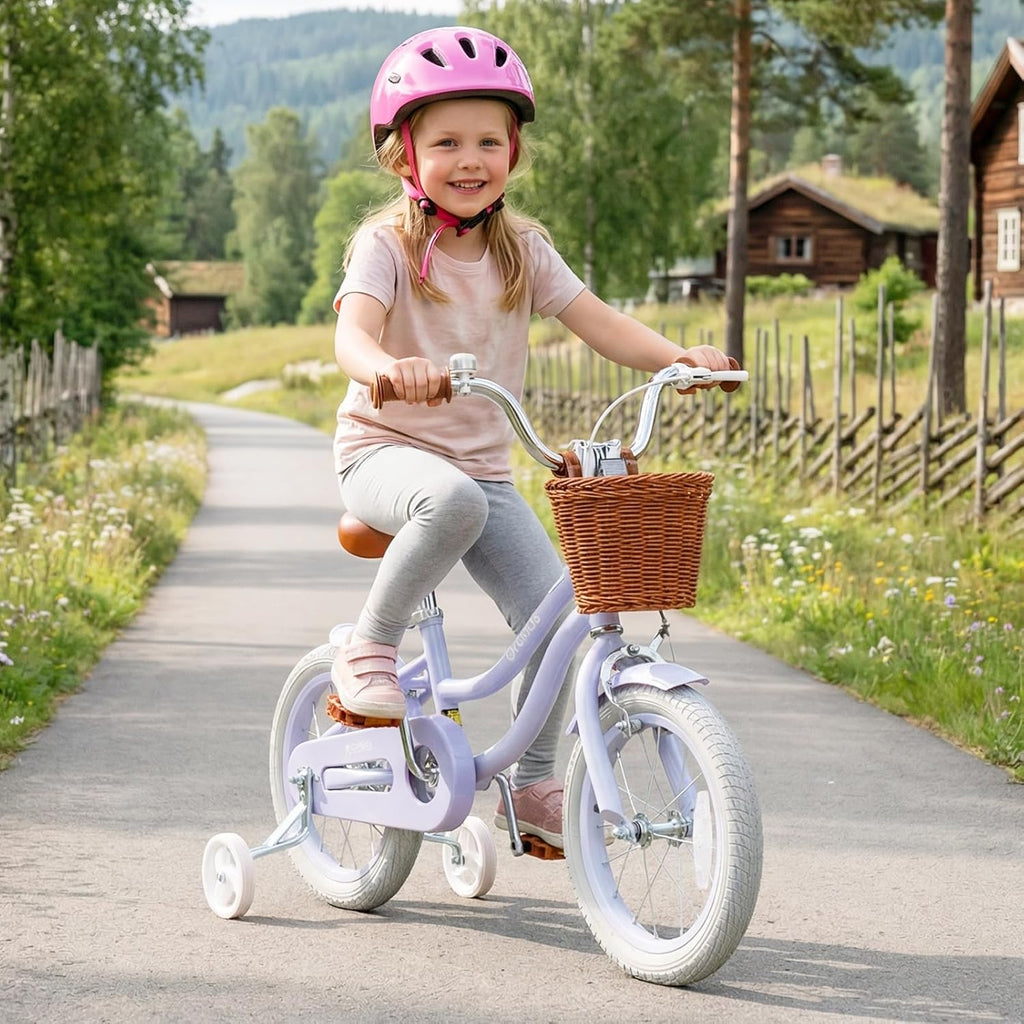 OLAKIDS Kids Bike 12/14/16/18 Inch with Training Wheels & Basket for Ages 3-8