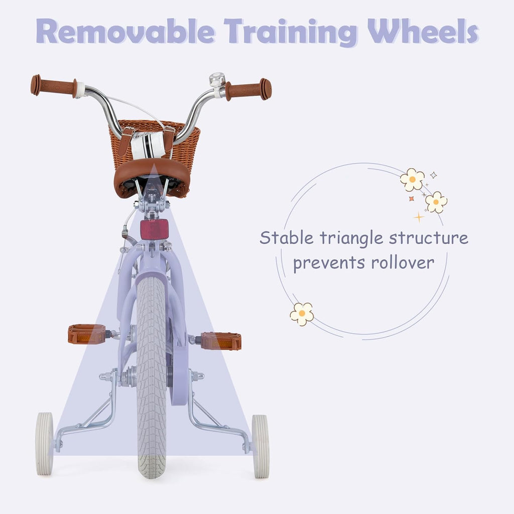 OLAKIDS Kids Bike 12/14/16/18 Inch with Training Wheels & Basket for Ages 3-8