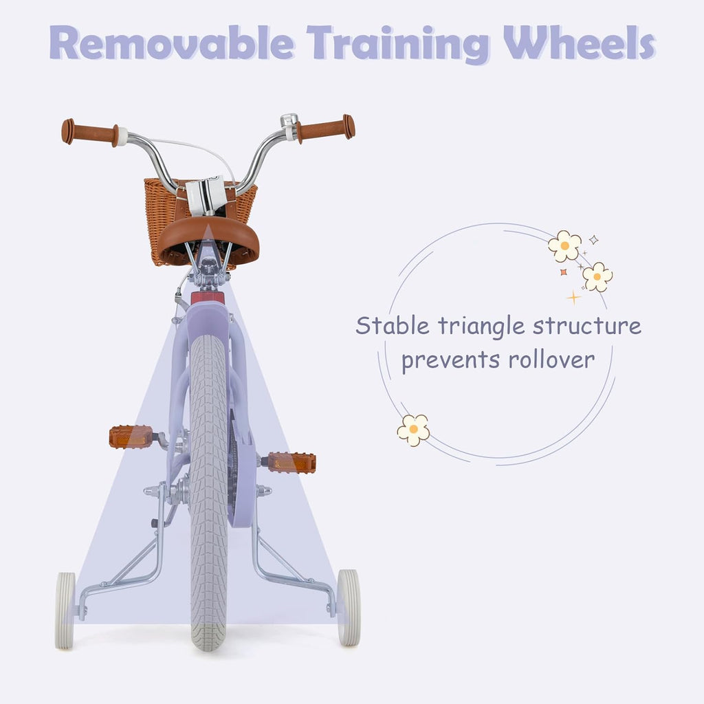 OLAKIDS Kids Bike 12/14/16/18 Inch with Training Wheels & Basket for Ages 3-8