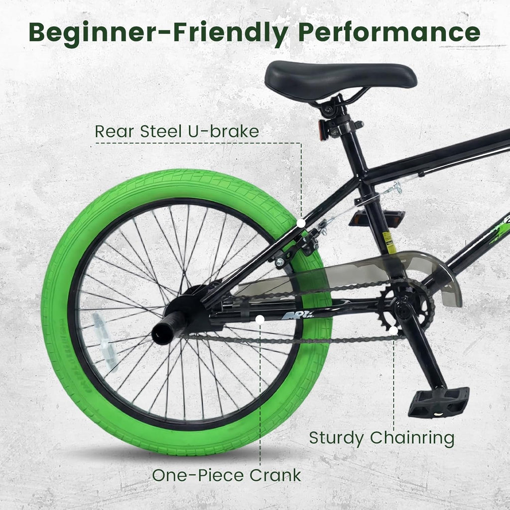 Olakids 20" Kids BMX Bike with 4 Pegs for Boys & Girls, Freestyle Bicycle with Adjustable Seat