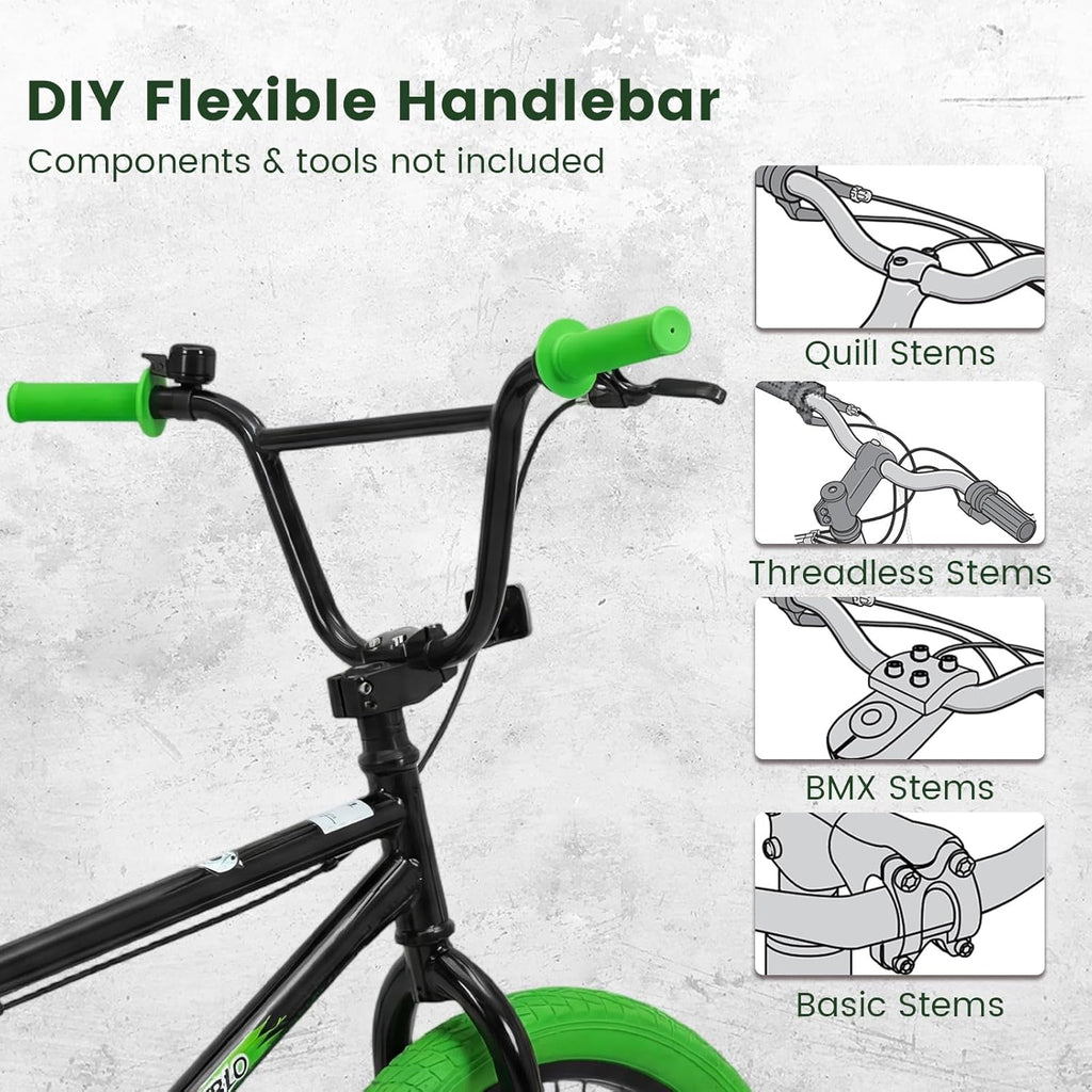 Olakids 20" Kids BMX Bike with 4 Pegs for Boys & Girls, Freestyle Bicycle with Adjustable Seat