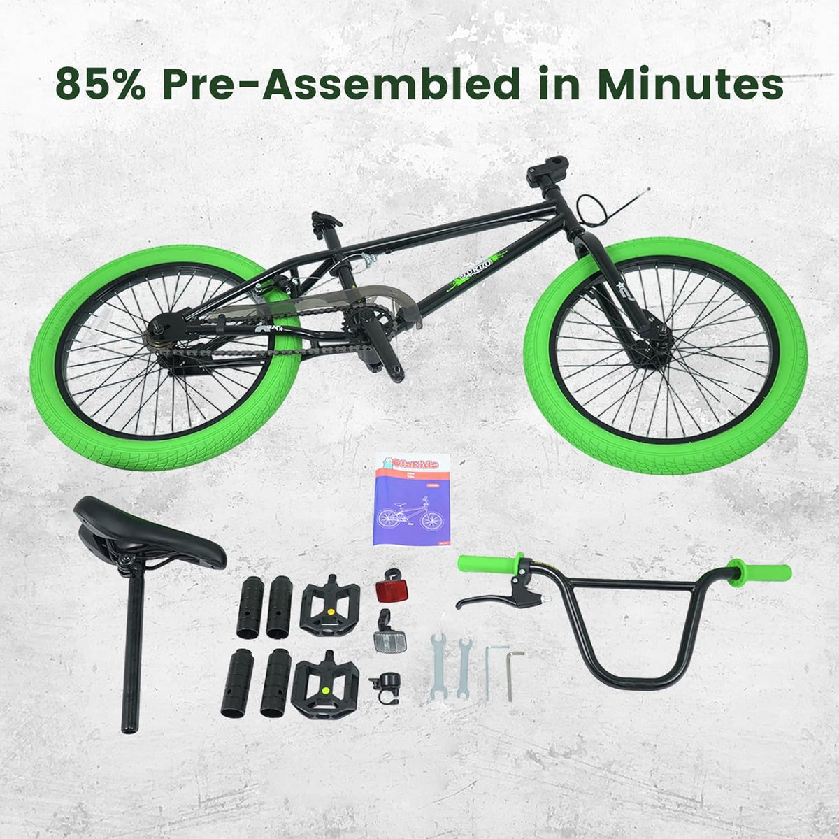 Olakids 20" Kids BMX Bike with 4 Pegs for Boys & Girls, Freestyle Bicycle with Adjustable Seat