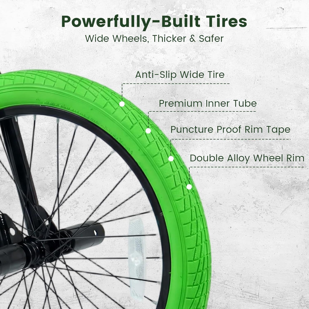 Olakids 20" Kids BMX Bike with 4 Pegs for Boys & Girls, Freestyle Bicycle with Adjustable Seat
