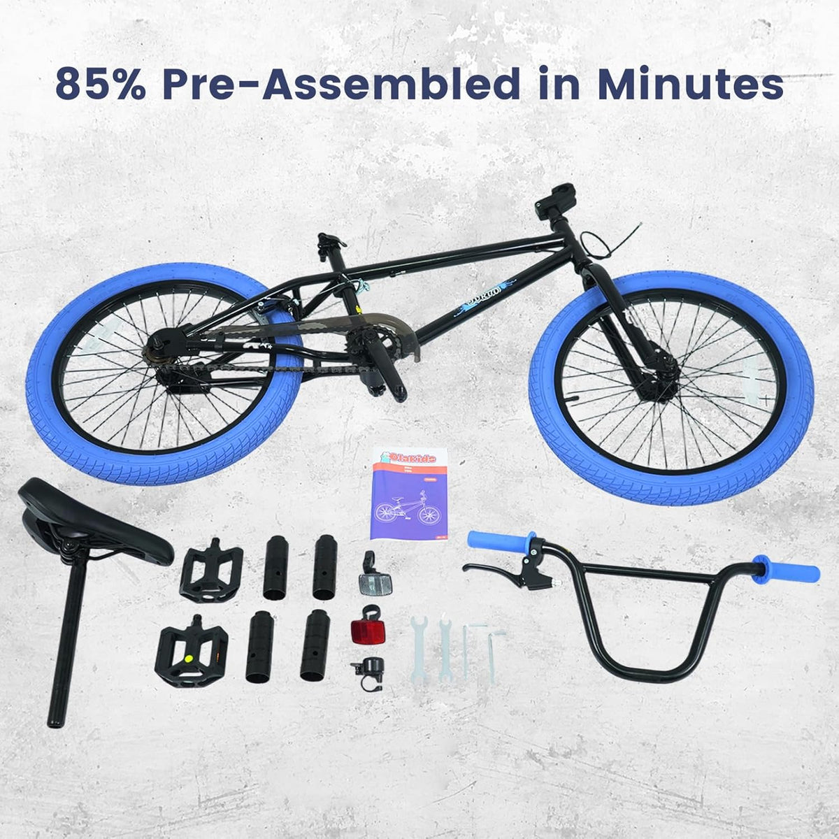 Olakids 20" Kids BMX Bike with 4 Pegs for Boys & Girls, Freestyle Bicycle with Adjustable Seat