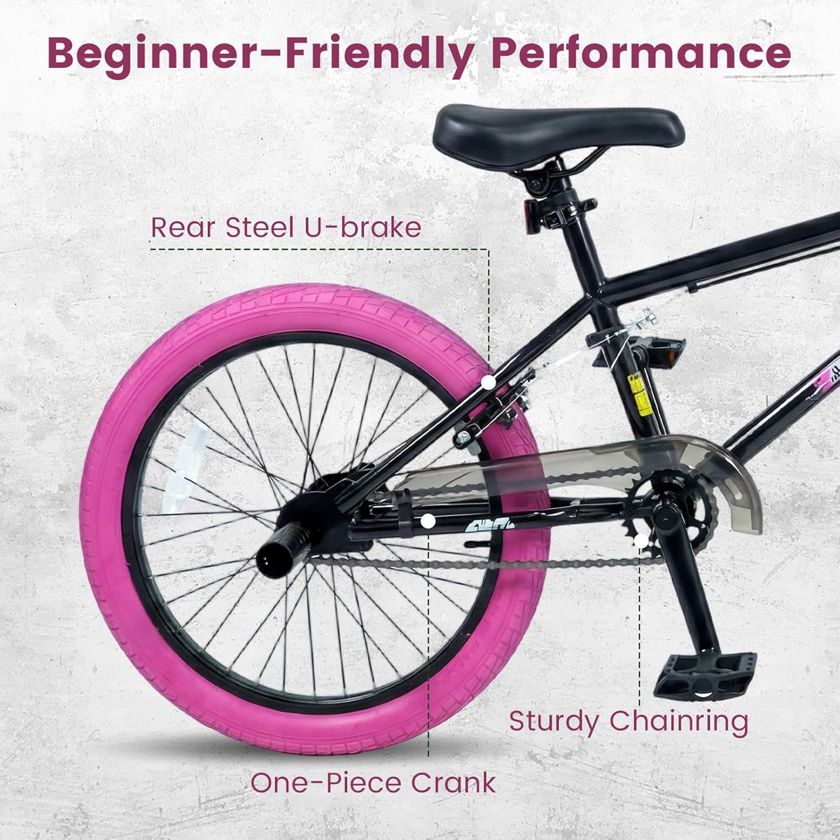 Olakids 20" Kids BMX Bike with 4 Pegs for Boys & Girls, Freestyle Bicycle with Adjustable Seat