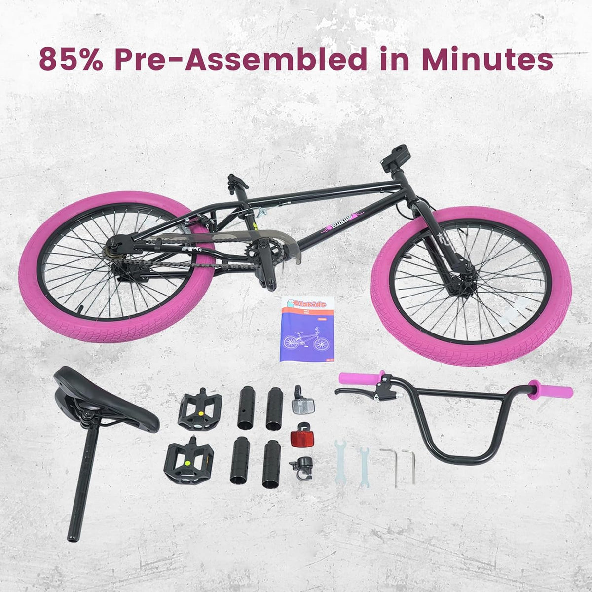 Olakids 20" Kids BMX Bike with 4 Pegs for Boys & Girls, Freestyle Bicycle with Adjustable Seat