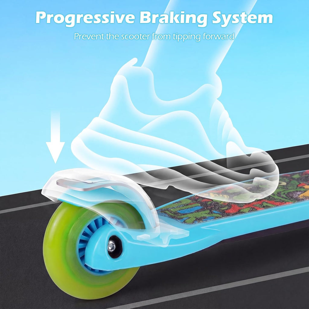 OLAKIDS 3-Wheel Kids Scooter, LED Wheels, Adjustable Handlebar, Lean-to-Steer, Rear Brake, Anti-Slip Deck, Ages 2-5