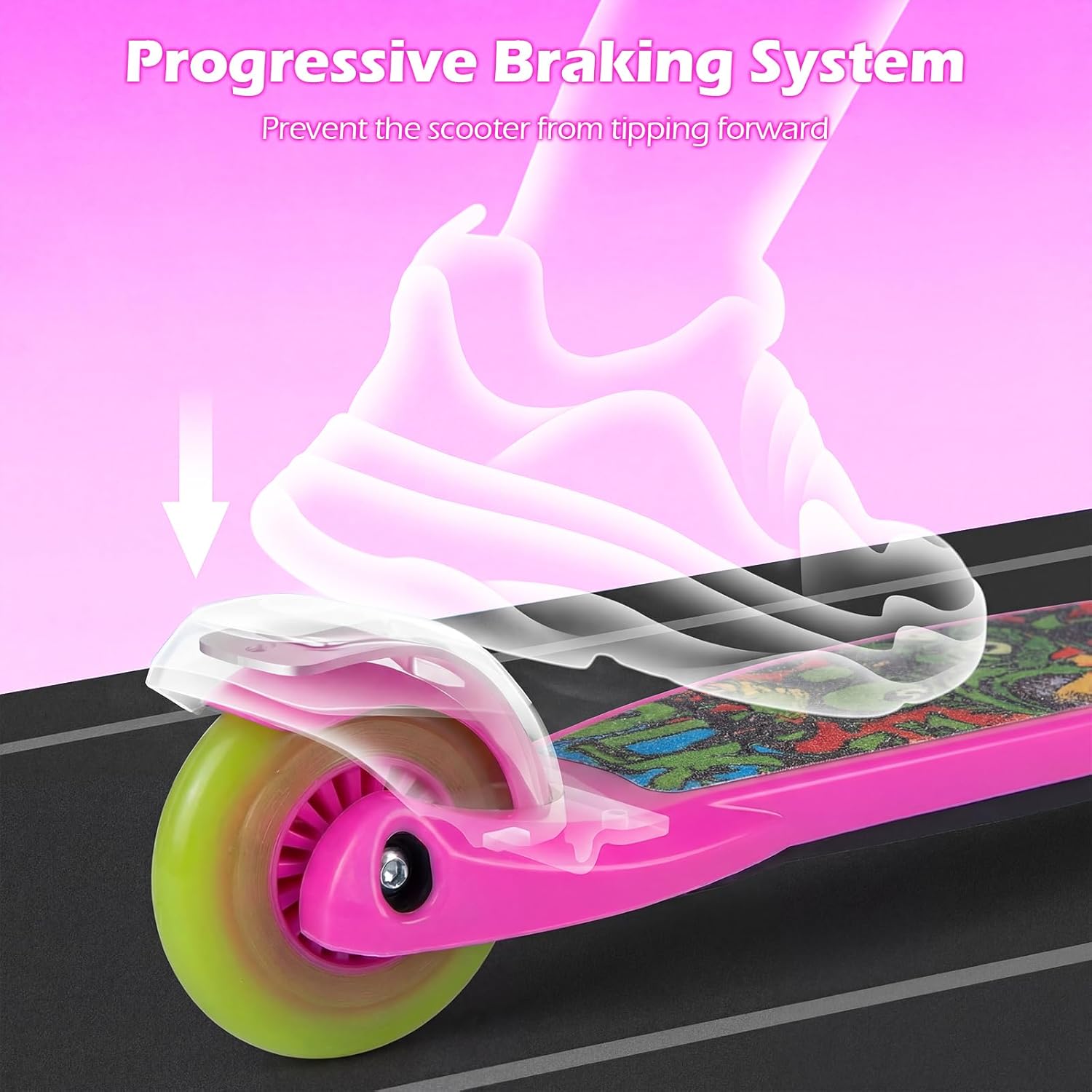 OLAKIDS 3-Wheel Kids Scooter, LED Wheels, Adjustable Handlebar, Lean-to-Steer, Rear Brake, Anti-Slip Deck, Ages 2-5