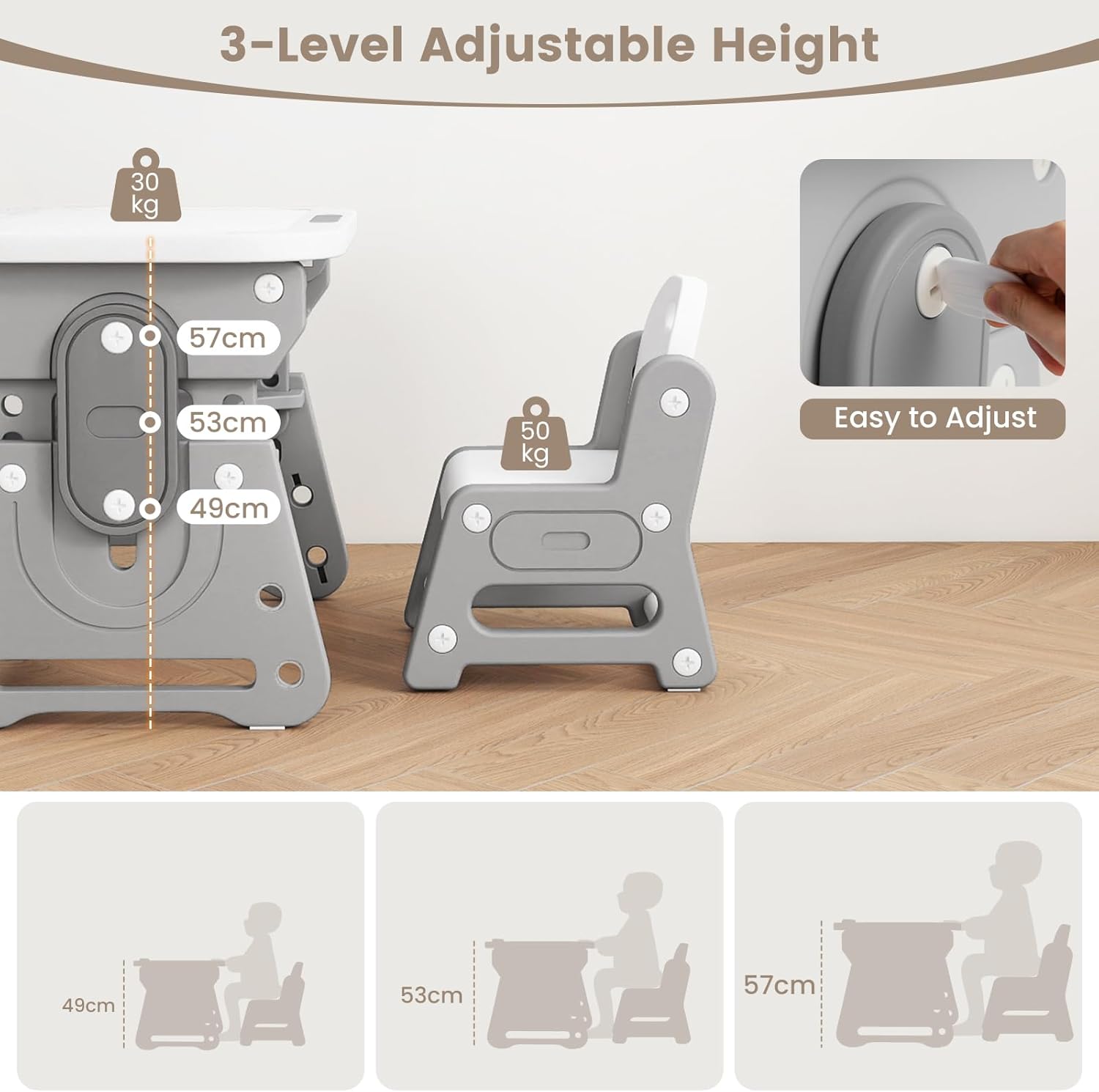 OLAKIDS Kids Adjustable Table & Chair Set with Drawing Board for 3+ Indoor Art/Study Furniture