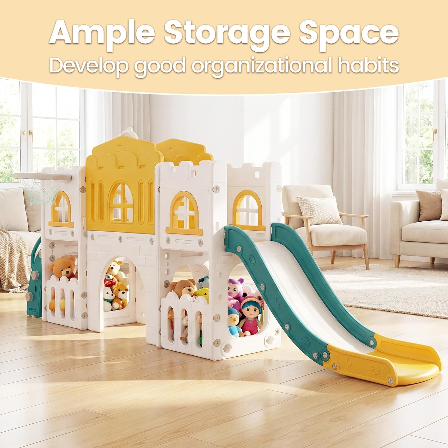 OLAKIDS Toddler Slide, 9 in 1 Kids Indoor Outdoor Playground for Boys Girls Aged 1+