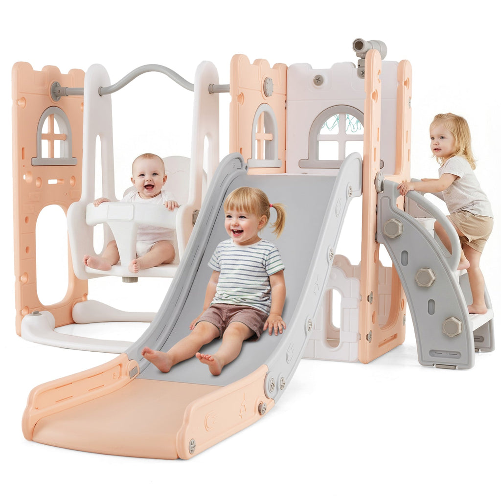 OLAKIDS Toddler Slide and Swing Set, 7 in 1 Kids Indoor Outdoor Playground  Boys Girls Aged 1+