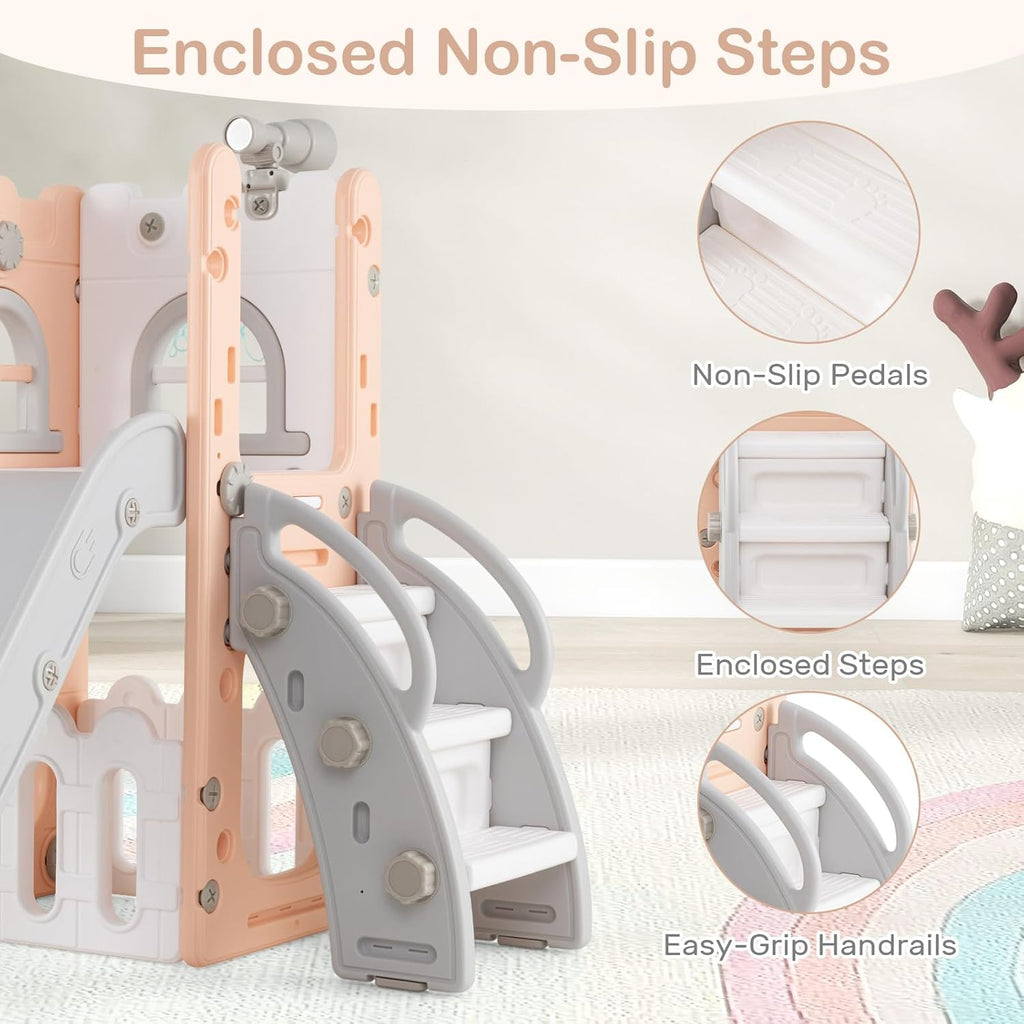 OLAKIDS Toddler Slide and Swing Set, 7 in 1 Kids Indoor Outdoor Playground  Boys Girls Aged 1+