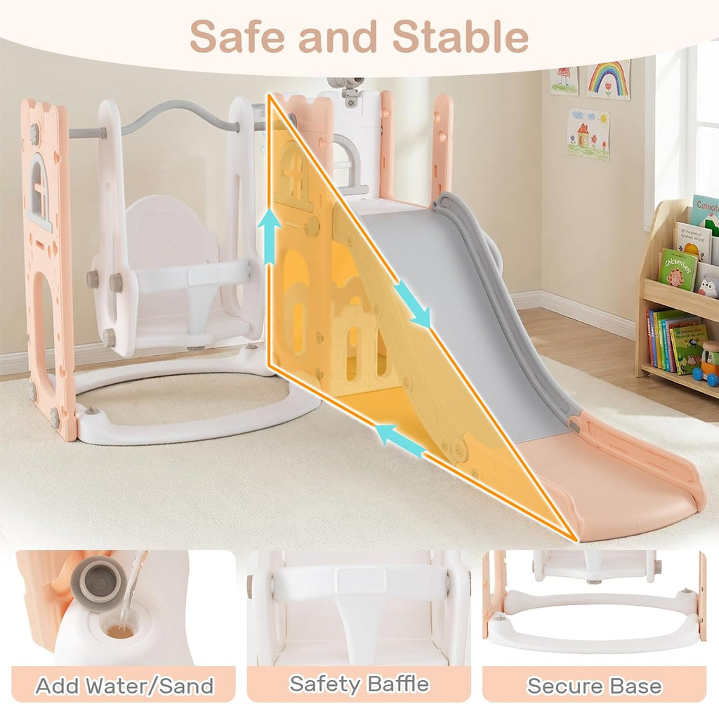 OLAKIDS Toddler Slide and Swing Set, 7 in 1 Kids Indoor Outdoor Playground  Boys Girls Aged 1+
