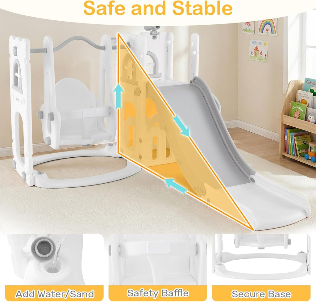 OLAKIDS Toddler Slide and Swing Set, 7 in 1 Kids Indoor Outdoor Playground  Boys Girls Aged 1+