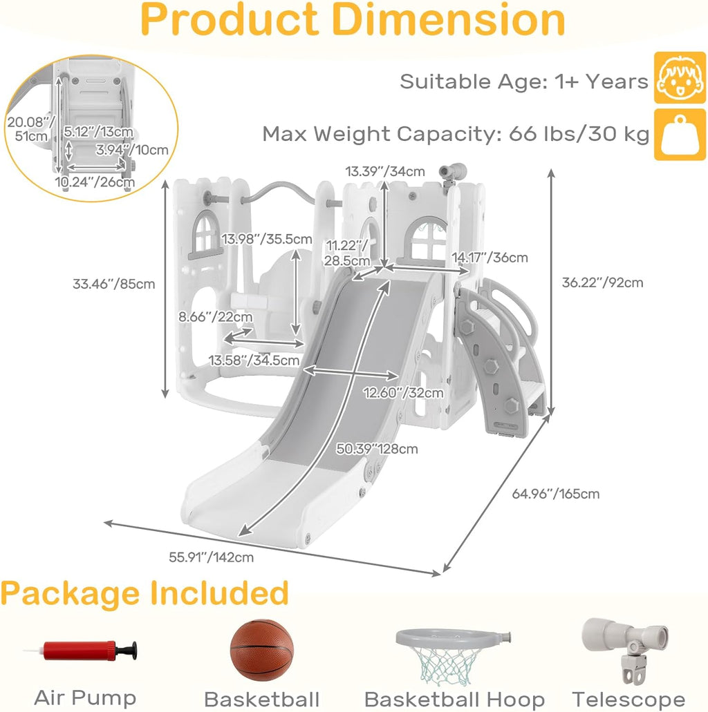 OLAKIDS Toddler Slide and Swing Set, 7 in 1 Kids Indoor Outdoor Playground  Boys Girls Aged 1+