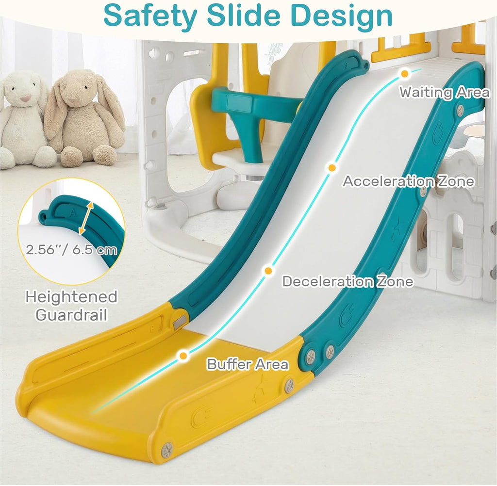 OLAKIDS Toddler Slide and Swing Set, 7 in 1 Kids Indoor Outdoor Playground  Boys Girls Aged 1+